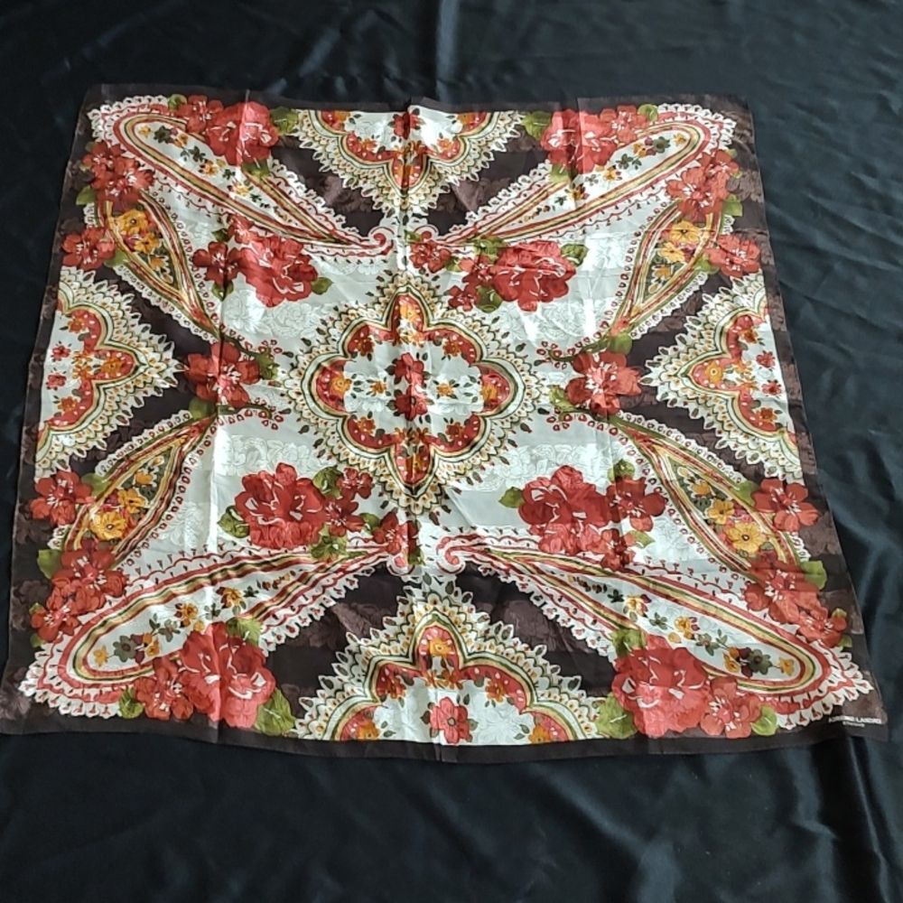Adrienne Landau Studio Silk Floral Scarf Vintage 34" x 34"